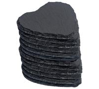 Argon Tableware Heart Slate Coasters - 10cm - 12 Piece Drink Coasters Black Stone Natural Slate Smooth Edge Drink Mat Cup Mats for Kitchen, Bar, Restaurant, Weddings, Events