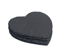 Argon Tableware Heart Slate Placemats - 25cm - Pack of 6 - Black Natural Stone Slate Dinner Mats Dinnerware Plate Placemats for Kitchen, Home, Bar, Restaurant, Weddings, Events