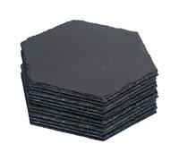 Argon Tableware Hexagon Slate Placemats - 30cm x 26cm - 12x Large Natural Black Stone Dining Table Dinner Serving Board Platter Place Mats Sets Argon Tableware Black 30 cm x 26 cm