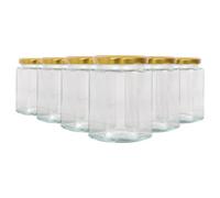 Argon Tableware Hexagonal Glass Jam Jars with Screw-Top Metal Lids - 250ml - Pack of 6 in Gold Argon Tableware Gold