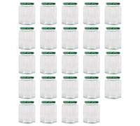 Argon Tableware Hexagonal Glass Jam Jars with Screw-Top Metal Lids - 250ml - Pack of 24 in Green Argon Tableware Green