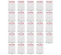 Argon Tableware 250ml Hexagonal Glass Jam Jars with Red Gingham Lids - 24x Empty Screw Top Kitchen Food Honey Spice Chutney Preserving Canning Storage Jar Container Glasses Set