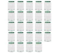 Argon Tableware Hexagonal Glass Jam Jars with Screw-Top Metal Lids - 250ml - Pack of 24 in Green Argon Tableware Green