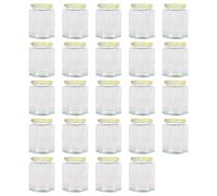 Argon Tableware Hexagonal Glass Jam Jars with Screw-Top Metal Lids - 250ml - Pack of 24 in Yellow Argon Tableware Yellow