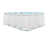 Argon Tableware Hexagonal Glass Jam Jars with Screw-Top Metal Lids - 250ml - Pack of 6 in Light Blue Argon Tableware Light Blue