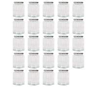 Argon Tableware 250ml Hexagonal Glass Jam Jars with Silver Lids - 24x Empty Screw Top Kitchen Food Honey Spice Chutney Preserving Canning Storage Jar Container Glasses Set
