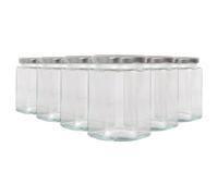 Argon Tableware 250ml Hexagonal Glass Jam Jars with Silver Lids - 6x Empty Screw Top Kitchen Food Honey Spice Chutney Preserving Canning Storage Jar Container Glasses Set