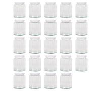 Argon Tableware Hexagonal Glass Jam Jars with Screw-Top Metal Lids - 250ml - Pack of 24 in White Argon Tableware White