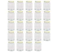 Argon Tableware Hexagonal Glass Jam Jars with Screw-Top Metal Lids - 250ml - Pack of 24 in Yellow Argon Tableware Yellow
