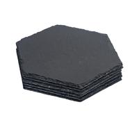 Argon Tableware Hexagon Slate Placemats - 30 x 26cm - Pack of 6 - Black Natural Stone Slate Dinner Mats Dinnerware Plate Placemats for Kitchen, Home, Bar, Restaurant, Weddings, Events