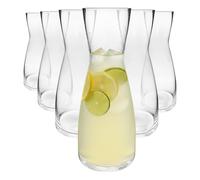 Argon Tableware Hoxton Crystal Carafes 1.1L - Pack of 6 Glass Water Wine Decanter Jugs, Clear Serving Carafe for Juice, Cocktails, Iced Coffee, Table Service & Home Bar
