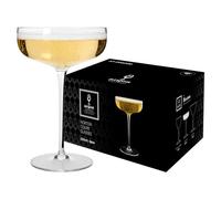 Argon Tableware Hoxton Crystal Champagne Coupe Glasses 220ml - Pack of 24, Lead-Free Crystal Cocktail & Sparkling Wine Glass Set, 1920s Art Deco Style, Wide Saucer Bowl, Gift Boxed