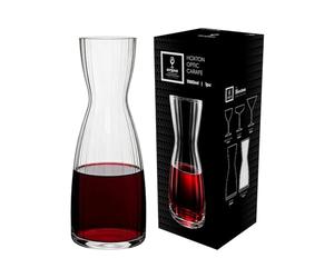Argon Tableware Hoxton Optic Crystal Carafe 1.1L - Cut Glass Water & Wine Decanters, Art Deco Ribbed Glass Serving Carafe for Juice, Cocktails & Table Service