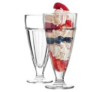 Argon Tableware Ice Cream Sundae Glasses Set of 2 Tall 350ml Milkshake Glasses Clear Dessert Cups with Footed Base Ice Cream Bowl for Milkshakes, Yoghurts