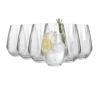 Argon Tableware Kensington Optic Crystal Highball Glasses 620ml - Pack of 6, Lead-Free Crystal Tall Drinking Glass Set, Art Deco Design with Optic Detail, Thick Weighted Base, Gift Boxed