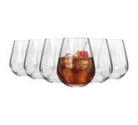 Argon Tableware Kensington Optic Crystal Tumbler Glasses 460ml - Pack of 6, Lead-Free Crystal Drinking Glass Set, Art Deco Design with Optic Detail, Thick Weighted Base, Gift Boxed Glassware