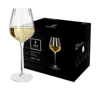 Argon Tableware Kensington Optic Crystal White Wine Glasses 360ml - Pack of 24, Lead-Free Crystal Art Deco Wine Glass Set, Tulip Bowl with Optic Design, Durable Pulled Stem, Gift Boxed Glassware