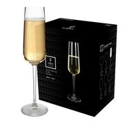 Argon Tableware Knightsbridge Crystal Champagne Flutes 230ml - Pack of 24, Lead-Free Crystal Sparkling Wine Glass Set, Elegant Pulled Stem Design, Gift Boxed Glassware for Home & Bar