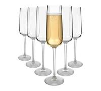 Argon Tableware Knightsbridge Crystal Champagne Flutes 230ml - Pack of 6, Lead-Free Crystal Sparkling Wine Glass Set, Elegant Pulled Stem Design, Gift Boxed Glassware for Home & Bar