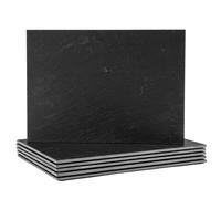 Argon Tableware Linea Rectangle Slate Placemats - 35cm x 25cm - 6x Large Natural Black Stone Dining Table Dinner Serving Board Place Mats Sets Argon Tableware Black 35 cm x 25 cm