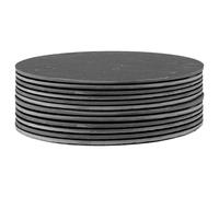 Argon Tableware Linea Round Slate Placemats - 30cm - 12x Large Natural Black Stone Dining Table Dinner Serving Board Platter Place Mats Sets Argon Tableware Black