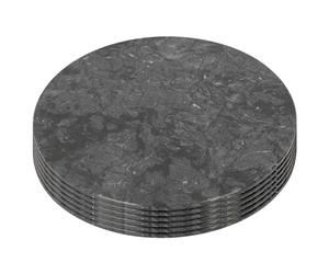 Argon Tableware Marble Placemats - 30cm - Black - Pack of 6 - Round Placemats Dining Mat Table Mat Plate Serving Trays for Appetizers, Lunch, Mains, Parties, Food Presentation
