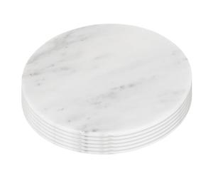 Argon Tableware Marble Placemats - 30cm - White - Pack of 6 - Round Placemats Dining Mat Table Mat Plate Serving Trays for Appetizers, Lunch, Mains, Parties, Food Presentation