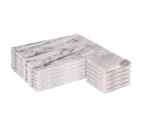 Argon Tableware Marble Placemats & Square Coasters - 12Pc White Kitchen Dining Table Mats Bar Drinks Coaster Protector Place Mats