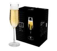 Argon Tableware Mayfair Crystal Champagne Flutes 210ml - Pack of 24, Lead-Free Crystal Glasses, Elegant Pulled Stem Design, Gift Boxed Sparkling Wine Flute Set for Home & Bar
