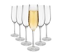 Argon Tableware Mayfair Crystal Champagne Flutes 210ml - Pack of 6, Lead-Free Crystal Glasses, Elegant Pulled Stem Design, Gift Boxed Sparkling Wine Flute Set for Home & Bar