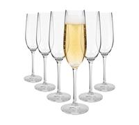 Argon Tableware Mayfair Crystal Champagne Flutes 210ml - Pack of 6, Lead-Free Crystal Glasses, Elegant Pulled Stem Design, Gift Boxed Sparkling Wine Flute Set for Home & Bar