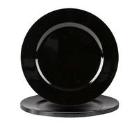 Argon Tableware Metallic Charger Plates - Black - 33cm - Pack of 6 - Metallic Finish Reusable Dining Table Setting Plates for Christmas, Party Celebrations, Restaurant Decor Placemats