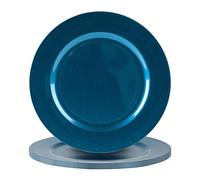 Argon Tableware Metallic Charger Plates - Blue - 33cm - Pack of 6 - Metallic Finish Reusable Dining Table Setting Plates for Christmas, Party Celebrations, Restaurant Decor Placemats