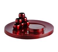 Argon Tableware Metallic Charger Plates, Coasters & Napkin Rings Set - Dark Red - 18pc - 33cm - Reusable Dining Table Setting Plates Drink Placemats Napkin Holders for Christmas, Party Celebrations