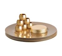 Argon Tableware Metallic Charger Plates, Coasters & Napkin Rings Set - Gold - 18pc - 33cm - Reusable Dining Table Setting Plates Drink Placemats Napkin Holders for Christmas, Party Celebrations