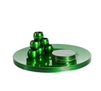 Argon Tableware Metallic Charger Plates, Coasters & Napkin Rings Set - Green - 18pc - 33cm - Reusable Dining Table Setting Plates Drink Placemats Napkin Holders for Christmas, Party Celebrations