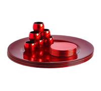 Argon Tableware Metallic Charger Plates, Coasters & Napkin Rings Set - Red - 18pc - 33cm - Reusable Dining Table Setting Plates Drink Placemats Napkin Holders for Christmas, Party Celebrations