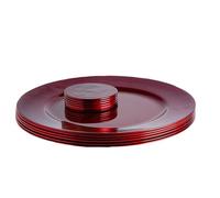 Argon Tableware Metallic Charger Plates & Coasters Set - Dark Red - 12pc - 33cm - Metallic Finish Reusable Dining Table Setting Plates Drink Placemats for Christmas, Celebrations, Restaurant Decor