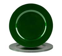Argon Tableware Metallic Charger Plates - Green - 33cm - Pack of 6 - Metallic Finish Reusable Dining Table Setting Plates for Christmas, Party Celebrations, Restaurant Decor Placemats