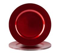 Argon Tableware Metallic Charger Plates - Red - 33cm - Pack of 6 - Metallic Finish Reusable Dining Table Setting Plates for Christmas, Party Celebrations, Restaurant Decor Placemats