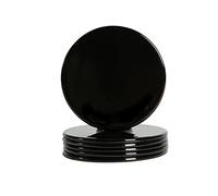 Argon Tableware 10Cm Metallic Coasters - Black - Set Of 6 - Glossy Reusable Dining Table Setting Round Drink Coaster Mats