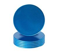 Argon Tableware 10Cm Metallic Coasters - Blue - Set Of 6 - Glossy Reusable Dining Table Setting Round Drink Coaster Mats