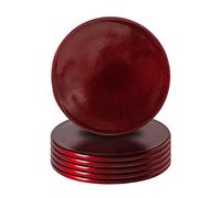 Argon Tableware 10Cm Metallic Coasters - Dark Red - Set Of 6 - Glossy Reusable Dining Table Setting Round Drink Coaster Mats