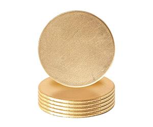 Argon Tableware Metallic Coasters - Gold - 10cm - Pack of 6 - Metallic Finish Reusable Dining Table Setting Round Drink Coaster Placemats for Christmas, Party Celebrations, Restaurant Cup Mats