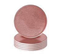 Argon Tableware 10Cm Metallic Coasters - Rose Gold - Set Of 6 - Glossy Reusable Dining Table Setting Round Drink Coaster Mats