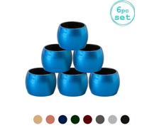 Argon Tableware Metallic Napkin Rings - Blue - 4.5cm - Pack of 6 - Metallic Finish Reusable Dining Table Setting Napkin Buckle Holder for Christmas, Party Celebrations, Restaurant Tableware Decor