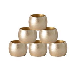 Argon Tableware Metallic Napkin Rings - Gold - 4.5cm - Pack of 6 - Metallic Finish Reusable Dining Table Setting Napkin Buckle Holder for Christmas, Party Celebrations, Restaurant Tableware Decor