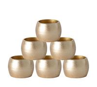 Argon Tableware Metallic Napkin Rings - Gold - Set Of 6 Gloss Finish Reusable Dining Table Setting Napkin Buckle Holder