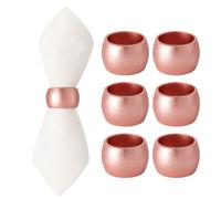Argon Tableware Metallic Napkin Rings - Rose Gold - Set Of 6 Gloss Finish Reusable Dining Table Setting Napkin Buckle Holder