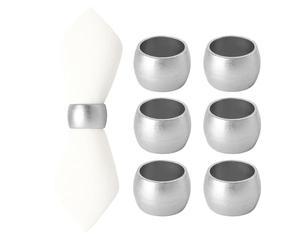Argon Tableware Metallic Napkin Rings - Silver - 4.5cm - Pack of 6 - Metallic Finish Reusable Dining Table Setting Napkin Buckle Holder for Christmas, Party Celebrations, Restaurant Tableware Decor